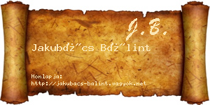 Jakubács Bálint névjegykártya