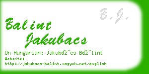 balint jakubacs business card
